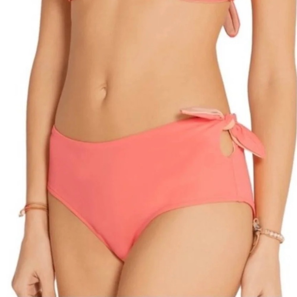 Solid & Striped‎ The Grace Coral Pink Tie Bikini Bottom Medium